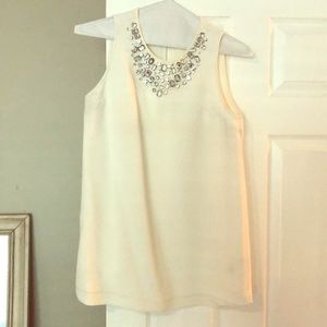 Kate Spade White Embellished Sleeveless Blouse